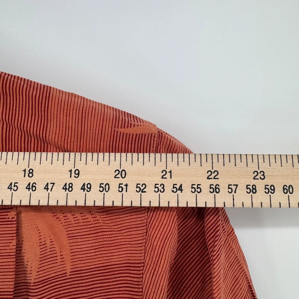 Tommy Bahama Mens Large Silk Palm Tree Jacquard Camp Shirt Burnt Orange S/S